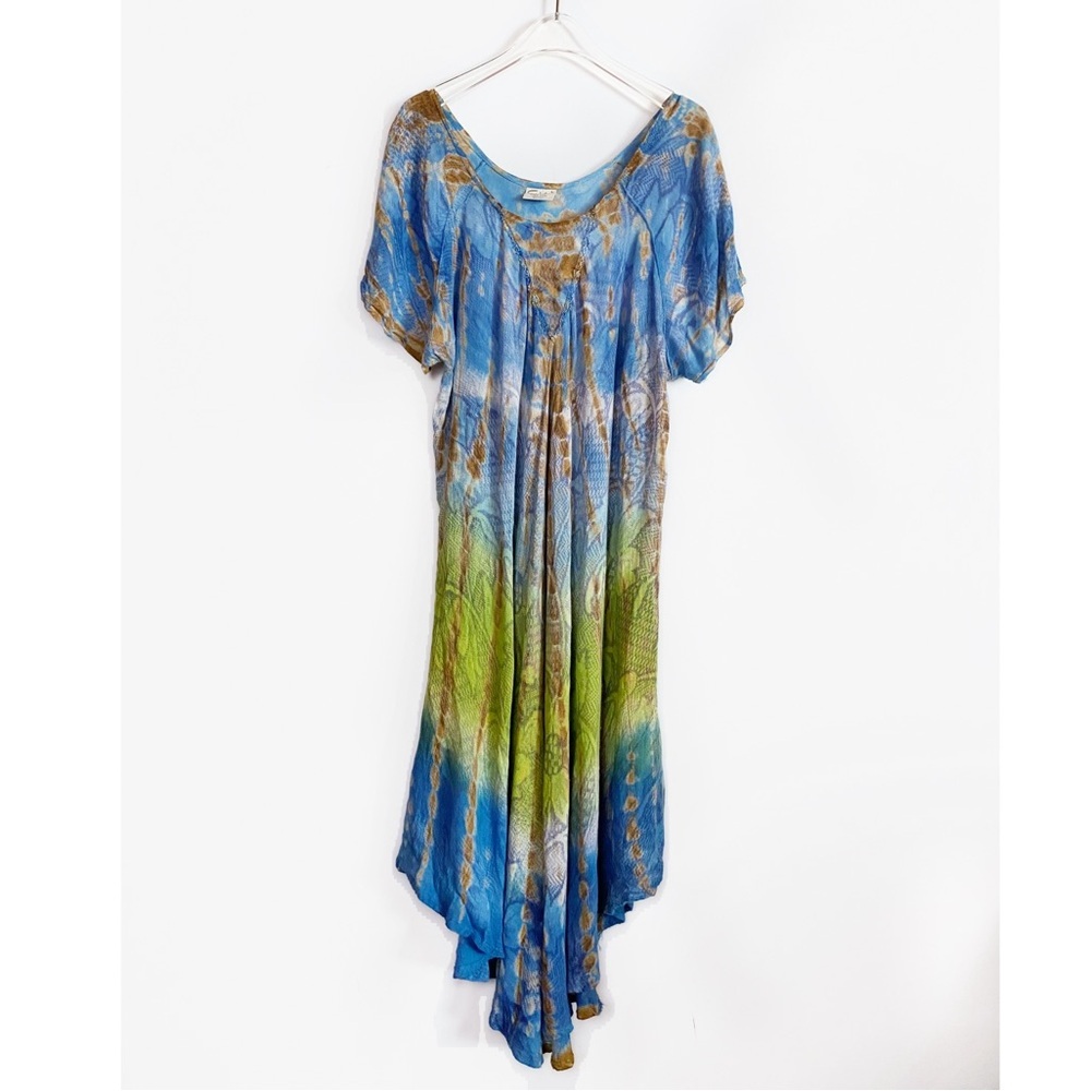 Exist Y2K Blue Green Tie-Dye Boho Maxi Dress One Size Fits Like a L/XL